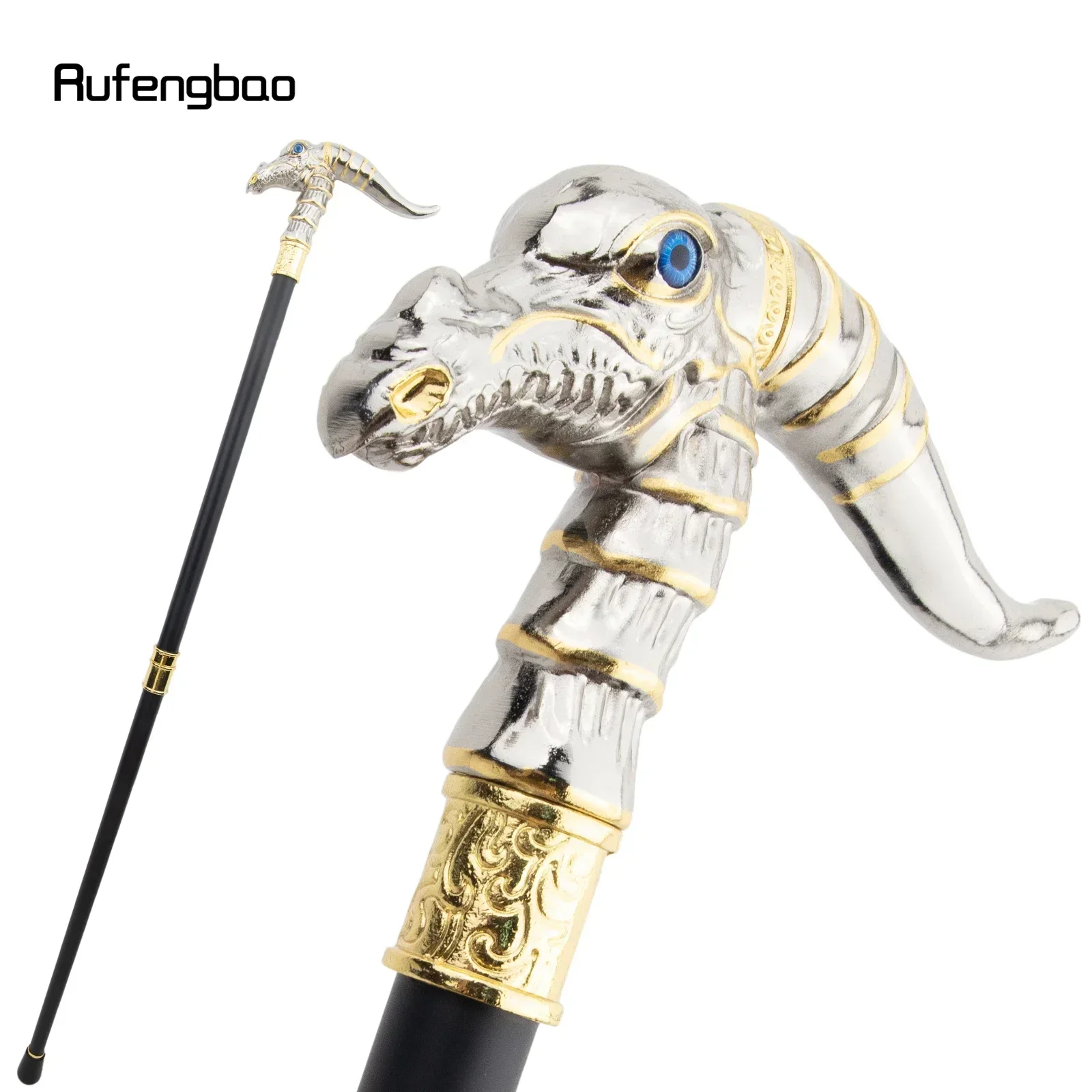 

Золотисто-белая трость с динозавром, модная декоративная трость, трость для выступлений, сцены 93 см, трость для выступлений