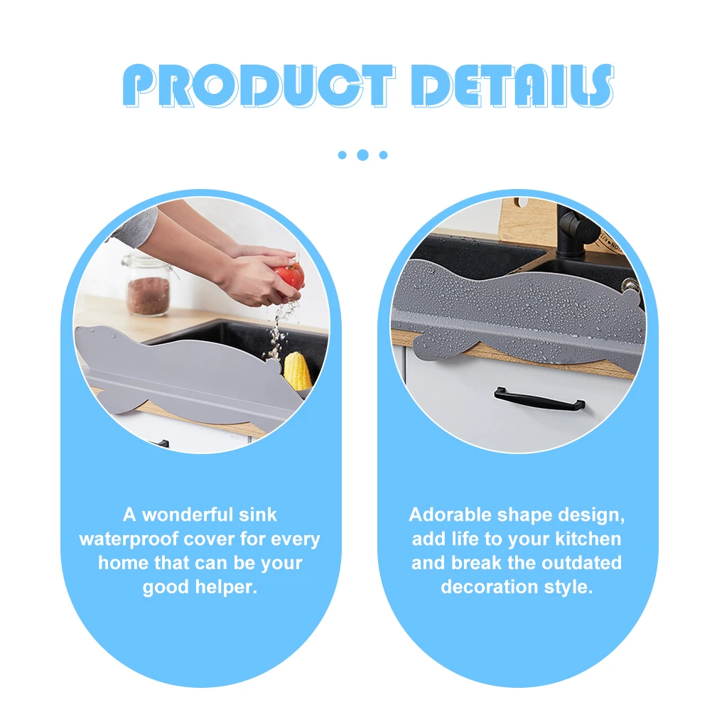 

Kitchen Anti-Splash Strip Silicone Sink Baffle Board Splatter Shield For Sink Water Guard Waterproof Oil Resistant Suction Cup