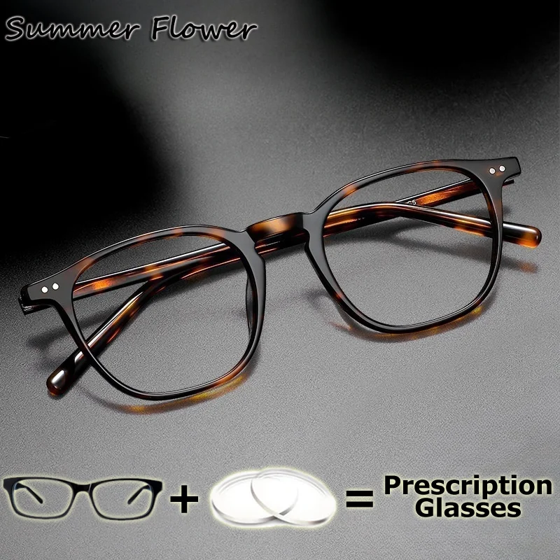 

Round Prescription Glasses Gray Acetate Optical Frame Free Form Wide Field Progressive Multifocal Computer Myopia Glasses