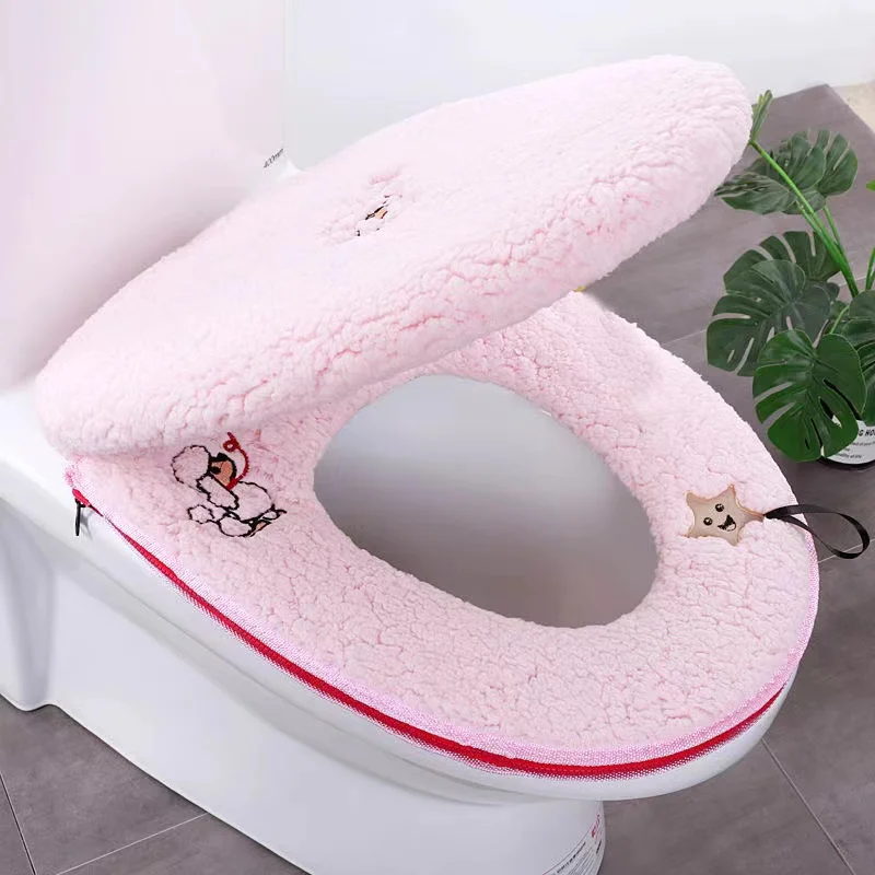 Thicken Soft Plush Toilet Seat Cover Mat Washable Bathroom Toilet Cushion with Zipper New Closestool Pad Home WC Accessories