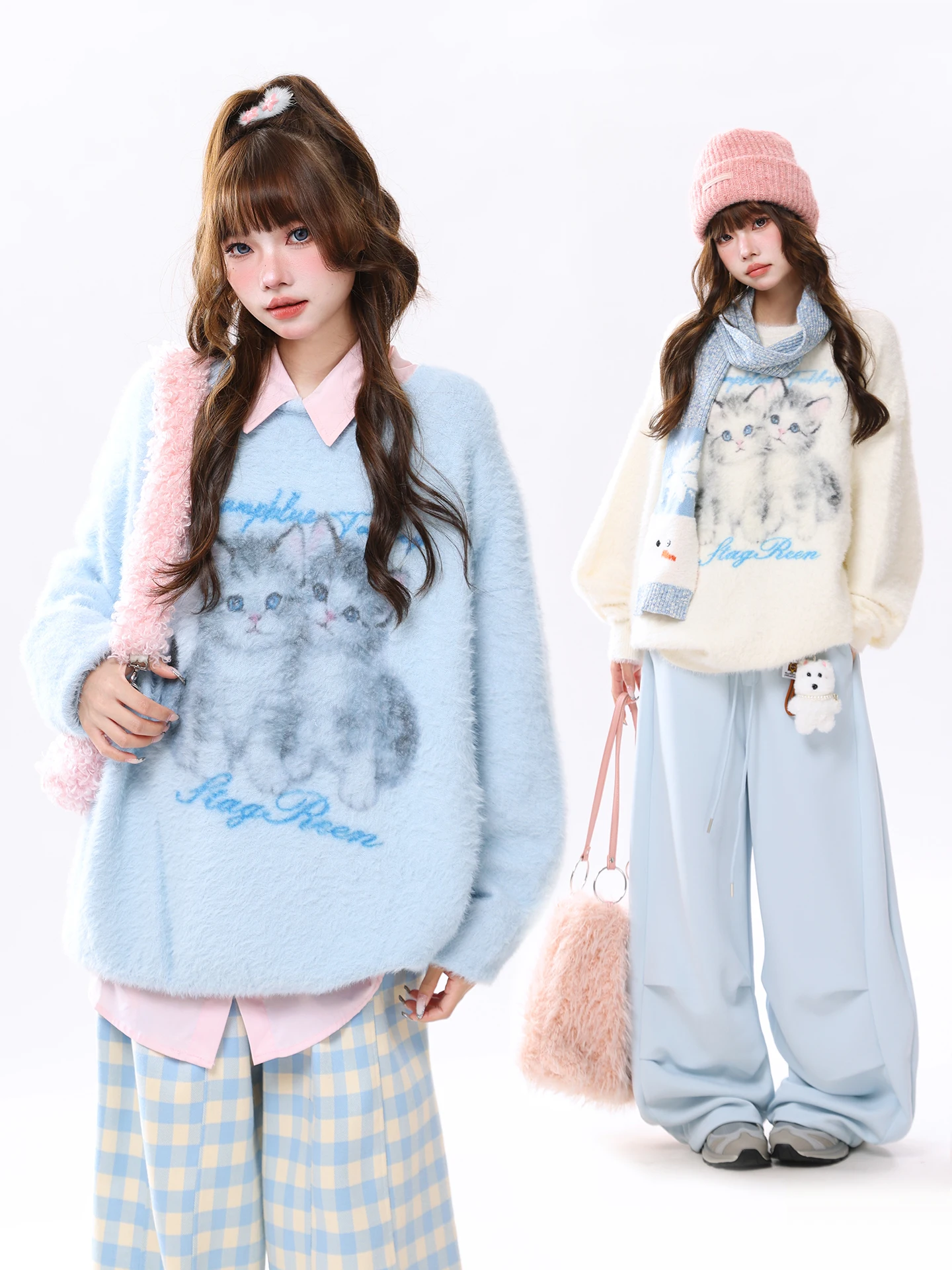 

Женский плюшевый свитер с круглым вырезом, свободного кроя, с принтом, удобный, осенний, новый стиль, модный, повседневный, с длинными рукавами