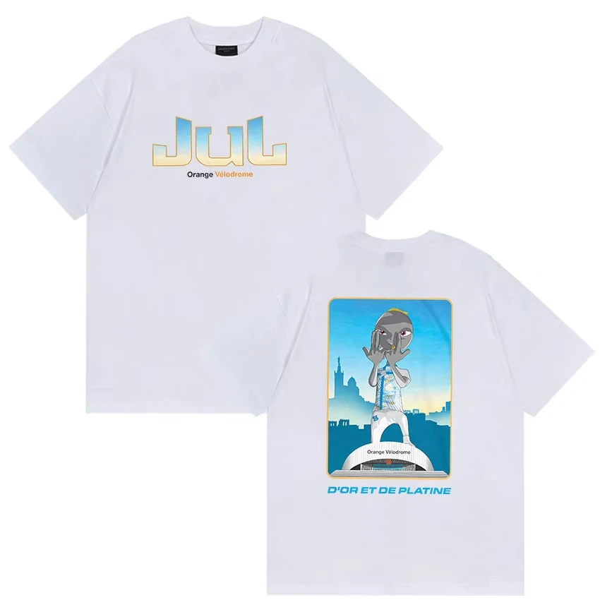 Camiseta Masculina Fashion Rapper Jul Orange Velodrome Album 2026, Camiseta Gráfica para Homens e Mulheres, O-Neck, Algodão, Manga Curta, Streetwear