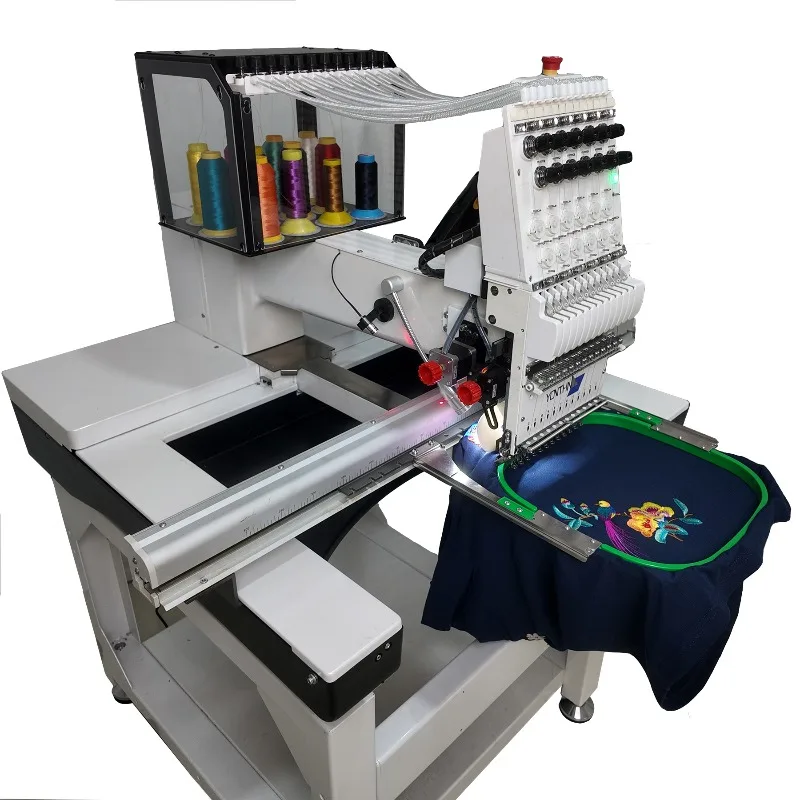 Customized Domestic Computerized 12/15 Needles Cap And T Shirt Single Head Embroidery Machine Tajima