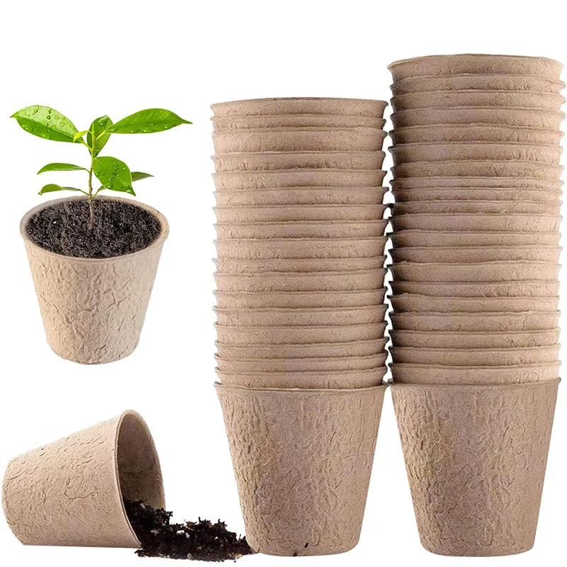 10/20/50 Uds. Maceta de cultivo de plantas de 6/8cm, vasos de papel para vivero, iniciadores, macetas de jardín, Kit de verduras de hierbas, herramientas de jardinería para el hogar biodegradables