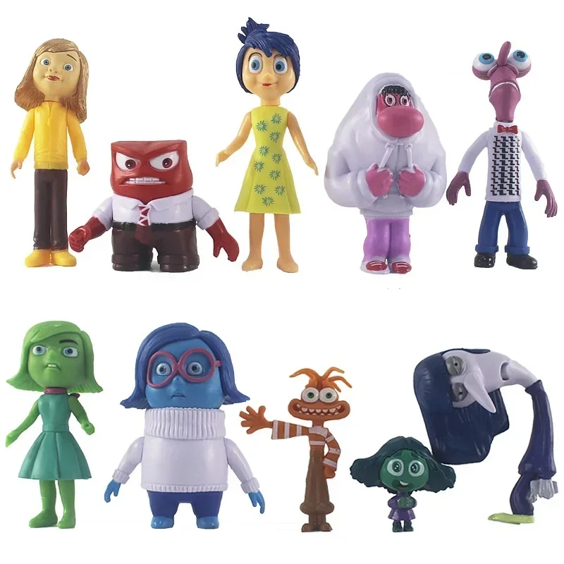 10pcs/Set Inside Out 2 Action Figure Toy Cartoon Movie Joy Anxiety Anger Sadness Disgust Fear Model Doll Figurines Kids Gift