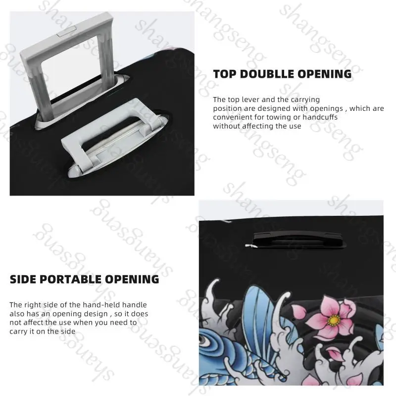 Carp Koi Cherry Blossom Travel suitcase protective case, suitcase cover, elastic protection, washable Luggage cover, 18-32 in