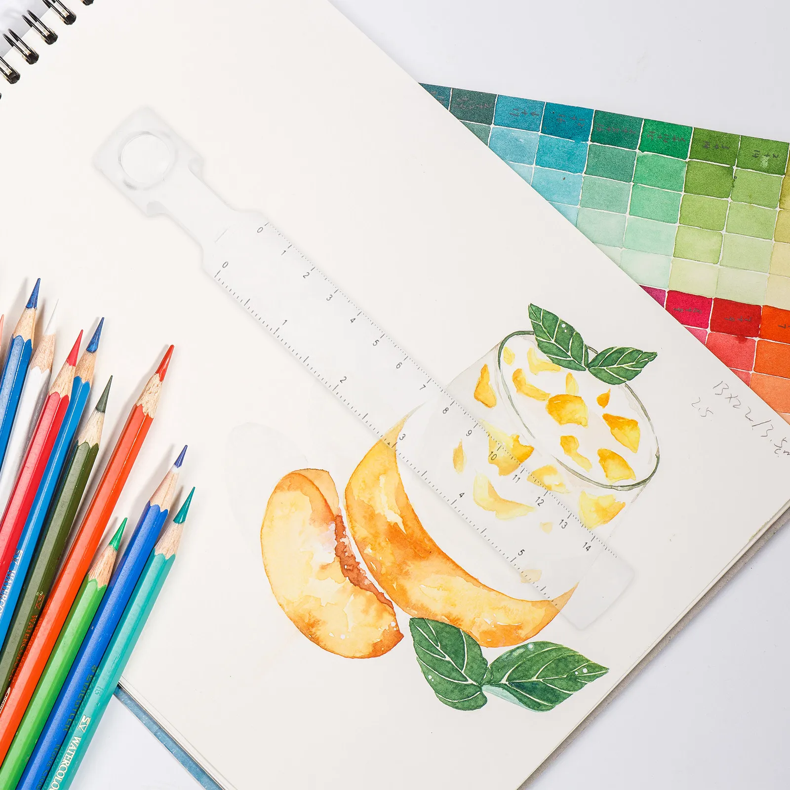 

2Pcs Multifunctional Magnifying Rulers Transparent ABS Glass Lightweight Portable for Office Teaching Drawing