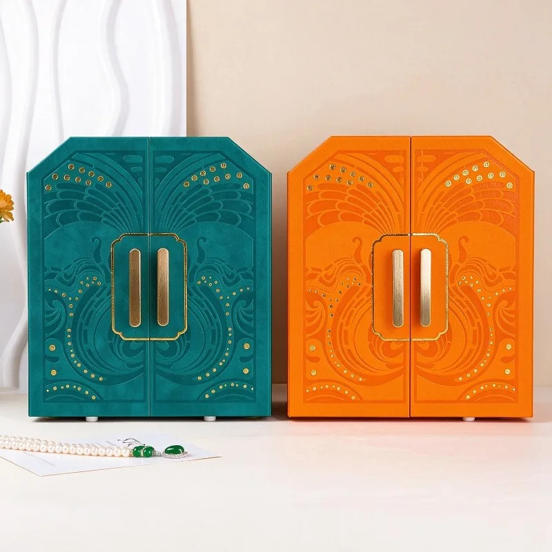 Multifunctional Jewelry Box Large Capacity Retro Dustproof Jewelry Box Women's Ring Necklace Earrings Organizer Case Gift Cases
