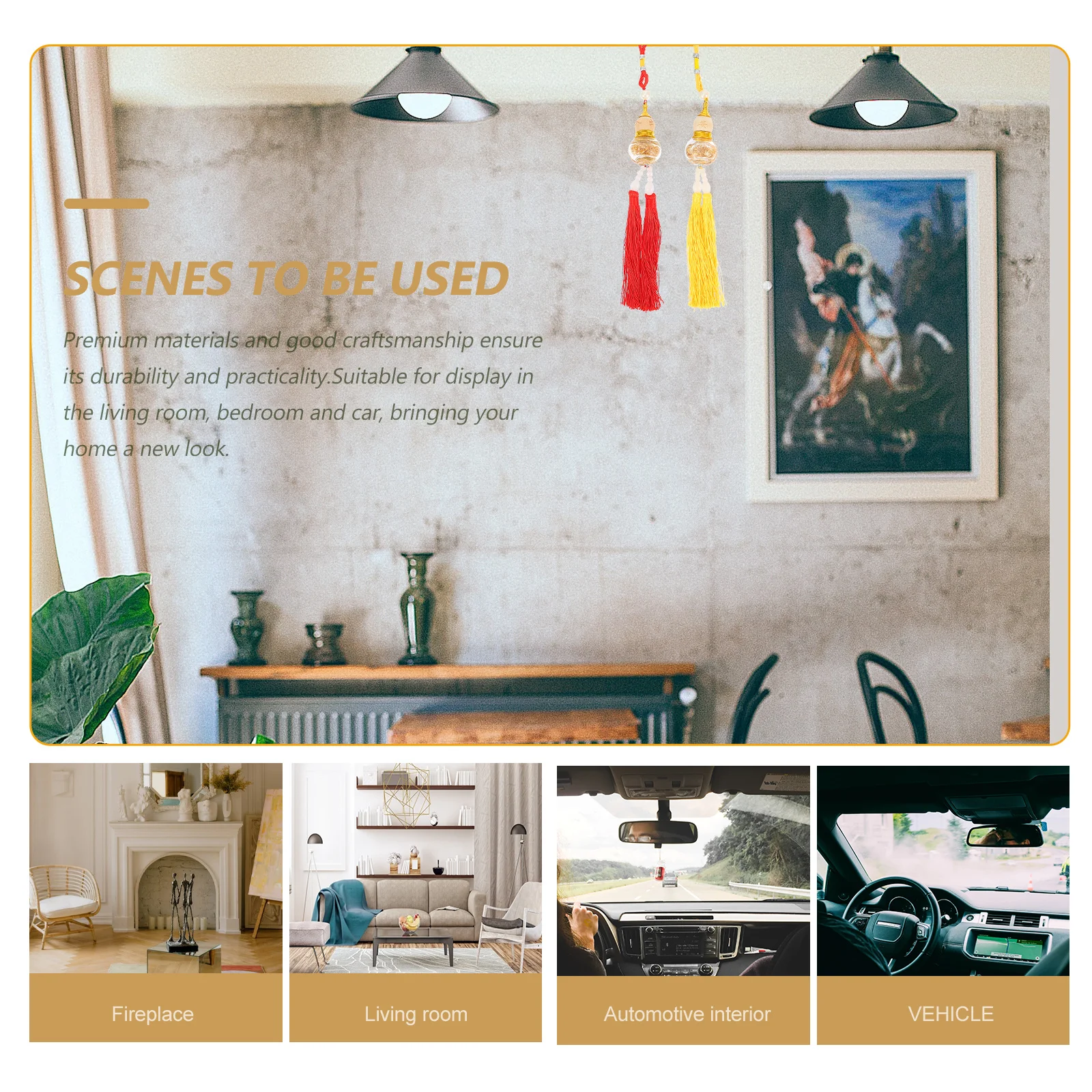 

4Pcs Gourd Pendants Car Rearview Mirror Decor Stylish Home Interior Hanging Ornament Gift Rearview Mirror Pendant