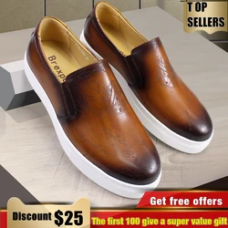 Genuine Leather Casual Men's Shoes High-grade Handmade Fashion Comfortable Leather Shoes Daily Dating Loafers Formal Party Shoes