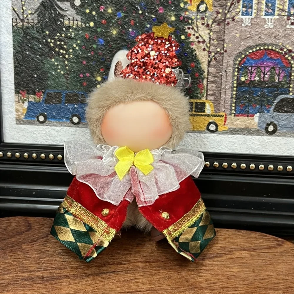 Ropa para muñeca Labubu 4,0, Mini accesorios para muñecas, conjunto de monos, disfraces colgantes para muñecas de Navidad, adorno de ropa de dibujos animados de 10cm