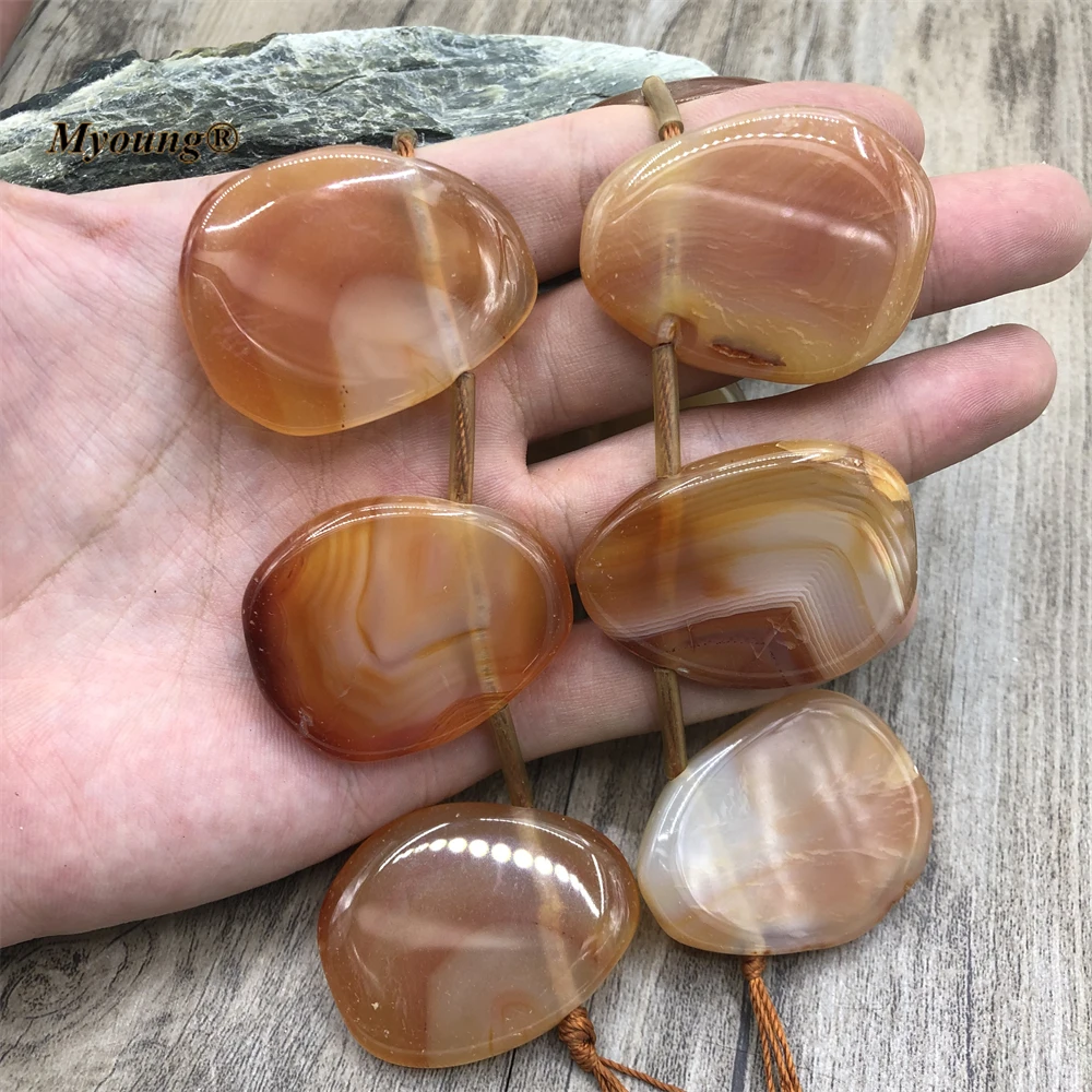 Freeform Larger Natural Lace Agates Stone Slice Pendant Beads For Jewelry Making MY220909