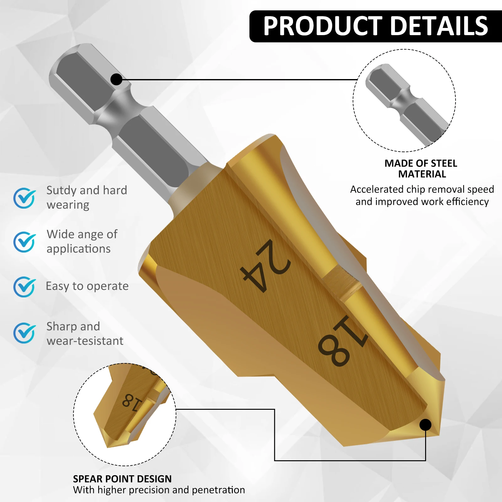 3Pcs Pipe Reaming Drill Bits 6.1 cm Steel Pipe Reamer Tool  Multipurpose Water Pipe Tube Expander Boring Drill Bit for PVC Pipe