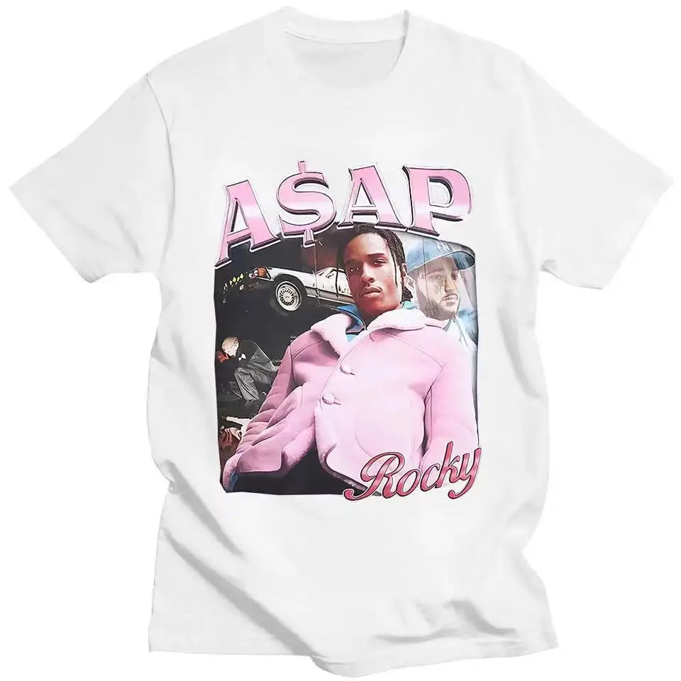 ASAP-Camiseta de manga corta para hombre, camisa informal de gran tamaño con estampado de retrato, estética, Hip Hop,