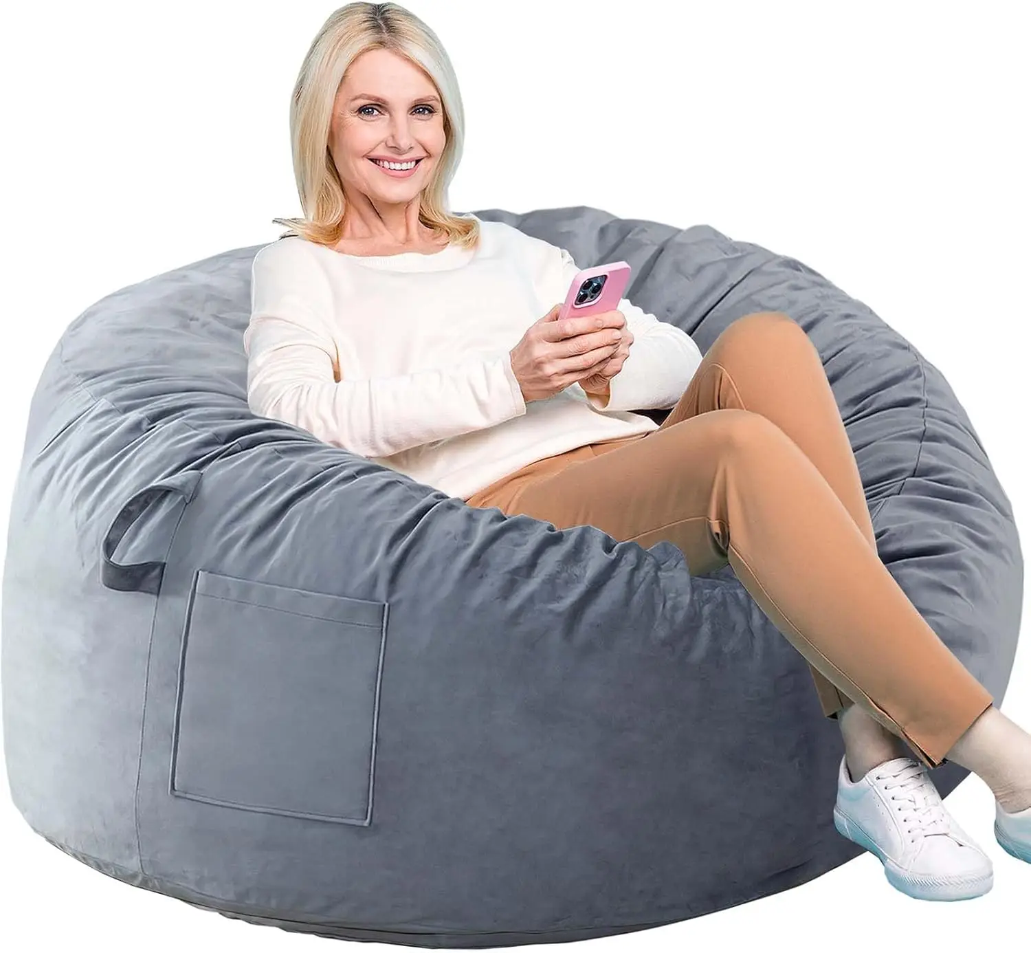 Removable Velvet Memory Foam Bean Bag Chair for Adults Teens Kids, Lazy Sofa Furniture for Living Room Bedroom College Dormitory