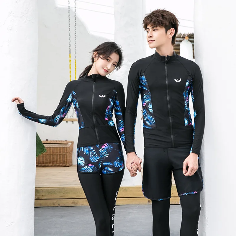 Matching Family Swimsuits Full Body Rash Guards 3-4 Pieces Bathing Suits Wetsuit Sun UV Protection Tracksuit Water Sportswear