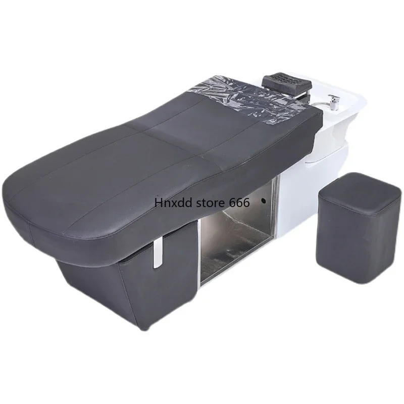 Barber Shop High-End Shampoo Chair Lying Completely for Hair Salon Thai Massage Flushing Bed Ceramic Basin