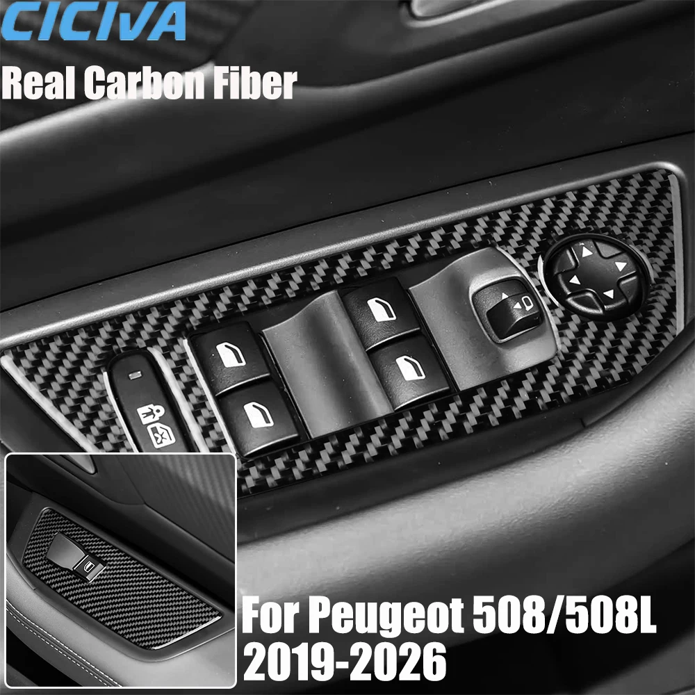 Echte Carbonfaser Auto-Zubehörteile Vordere Fensterheber-Softaufkleber für Peugeot 508/508L 2019 2020 2021 2022 2023 2024 2025 2026