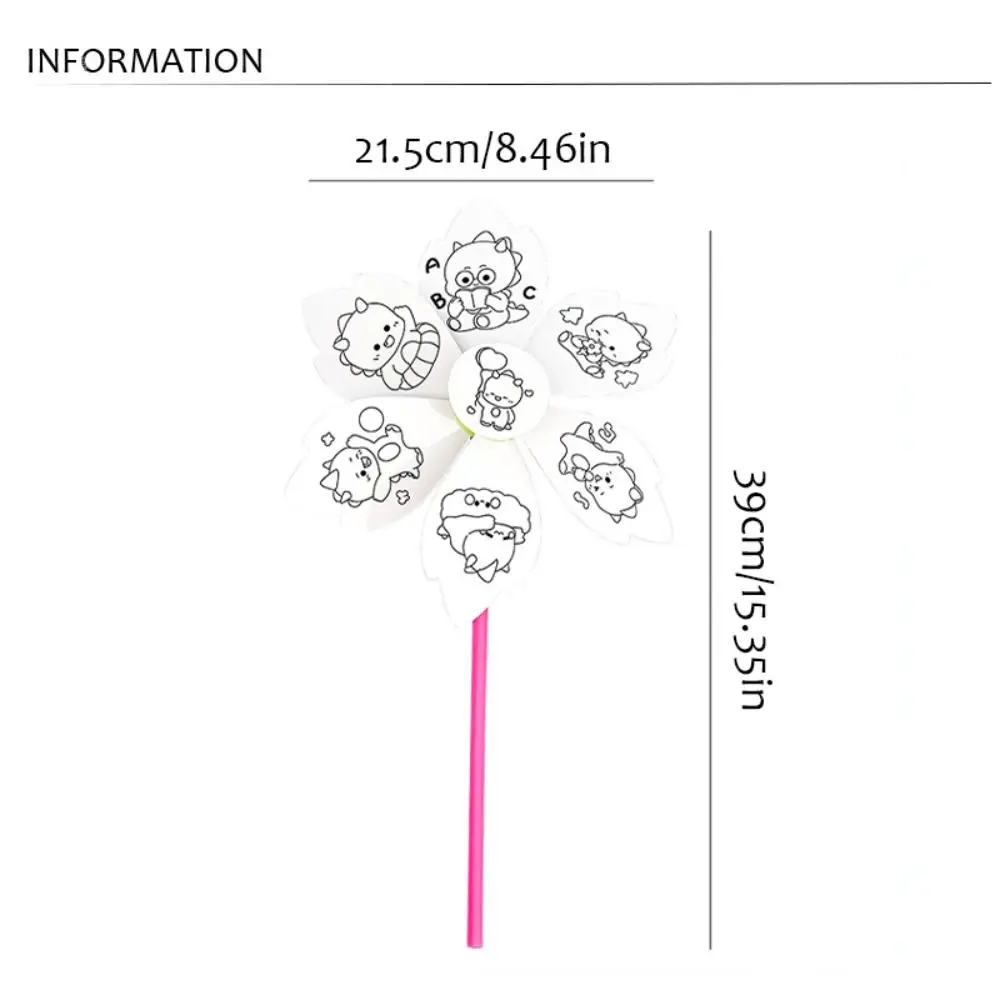 Animale fai da te colore riempimento mulino a vento giocattolo coniglio spazio fatto a mano arte pittura Winnower Graffiti fiore vuoto mulino a vento giocattolo per bambini