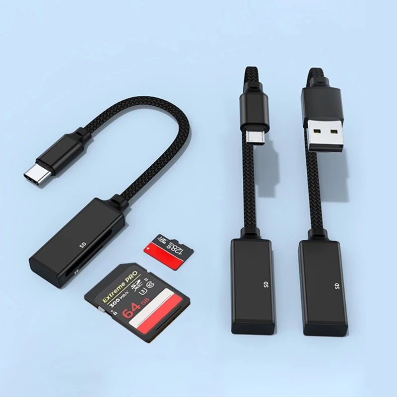 Y1UB USB Type C Micro USB Card Reader TFSD 2 in 1 Carder Reader for Laptop Phone