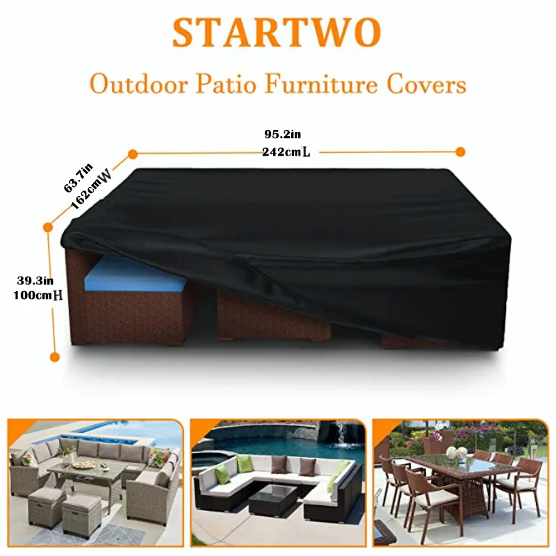 1 Piece Garden Furniture Cover Waterproof And Windproof Uv 210D Oxford Cloth Protective Cover For Garden Table