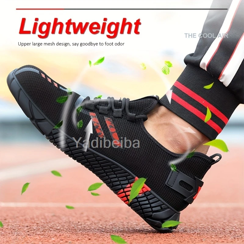 Men Steel Toe Safety Work Boots Breathable Lightweight Indestructible Construction Working Shoes Puncture-Proof Male Sneakers
