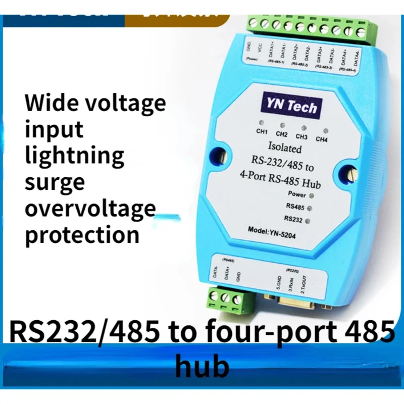 YN5204 Isolated 4-port Four-port RS485 Hub Repeater Four-way Lightning Protection