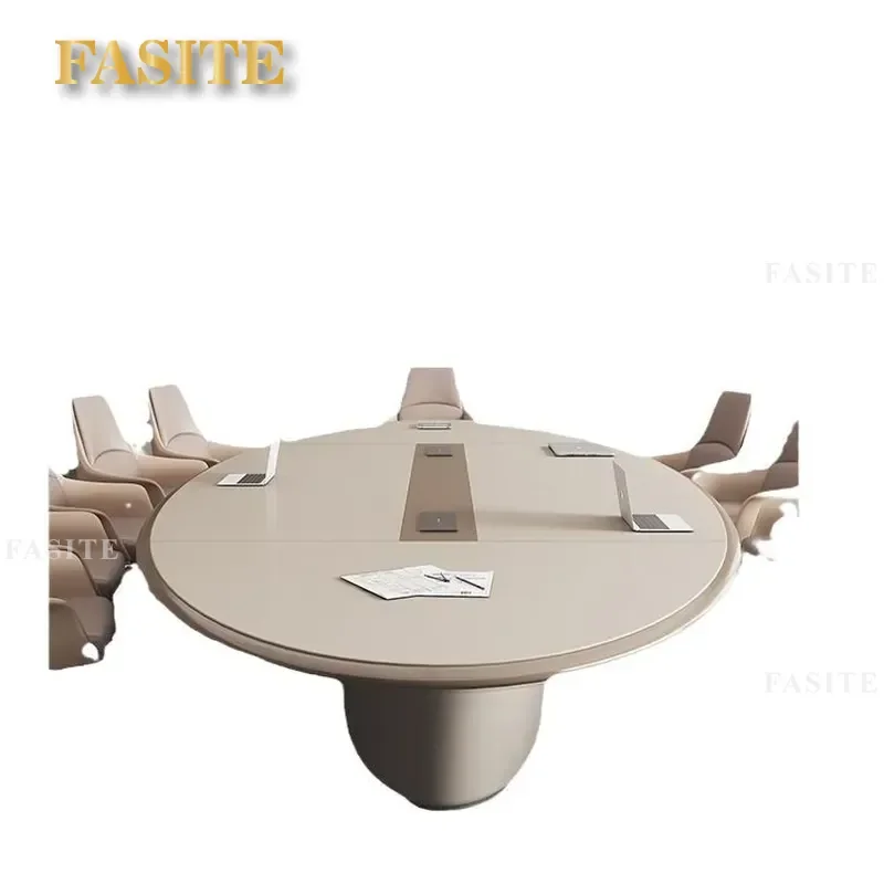 For Modern Light Luxury Oval Conference Table Large Painted Meeting Desk Simple High End Design Furniture Set for Office
