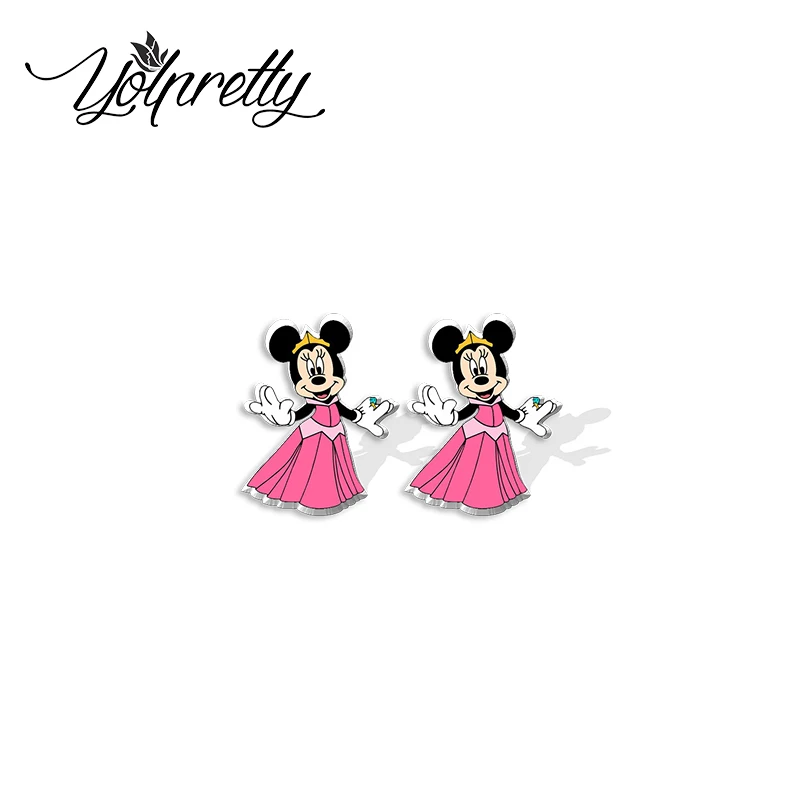 2024 New Minnie Mouse Occupation Doctor Nurse Princess Painter Cosplay Handcraft Epoxy Acrylic Stud Earrings