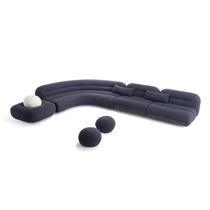 Modern minimalist large apartment living room curved corner sofa fabric rest area reception special-shaped sofa