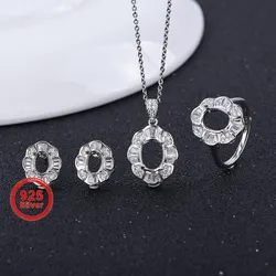 Flower Design Pendant, Ring, Earring Settings, S925 Sterling Silver Material, Suitable for Handmade DIY Women's Jewelry