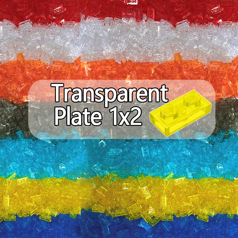 Transparent Plate 1x2 Building Block MOC Clear Brick Parts Creative Toys For Kids 7 Colors Mosaic 280pcs/Lot