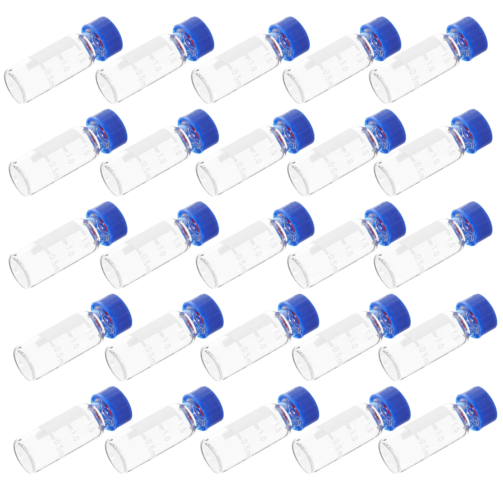 

100 pcs 1 5ml 2ml Glass Vials Transparent Sampling Bottles Lab Experiment Small Stable Bottom Vial Lids Teaching Supplies