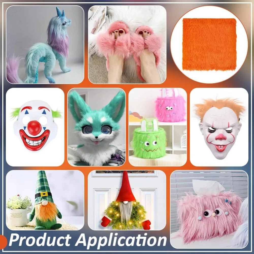 15.75x15.75 Inch Faux Fur Fabric Orange Fur Fabric Fur Ribbon Faux Mohair Fabric Fur Cloth for Cosplay Craft DIY Costumes