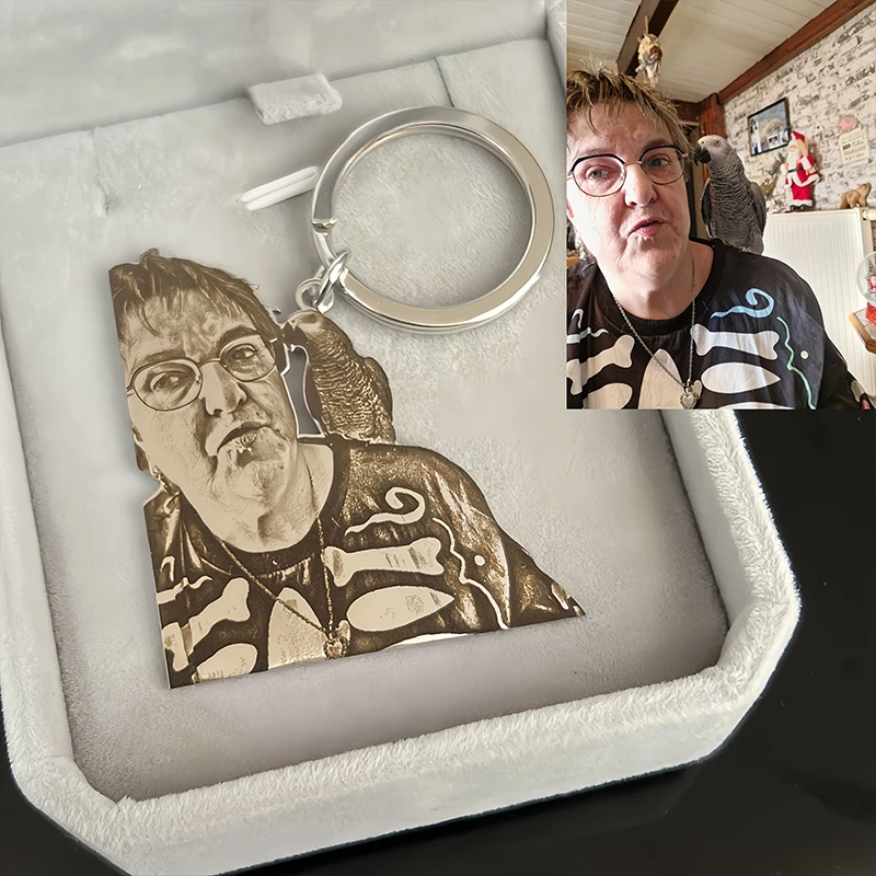 Custom Photo Keychain Family Pet Commemorative Picture Customize Stainless Steel Pet Portrait Key Ring Pendant Personalized Gift