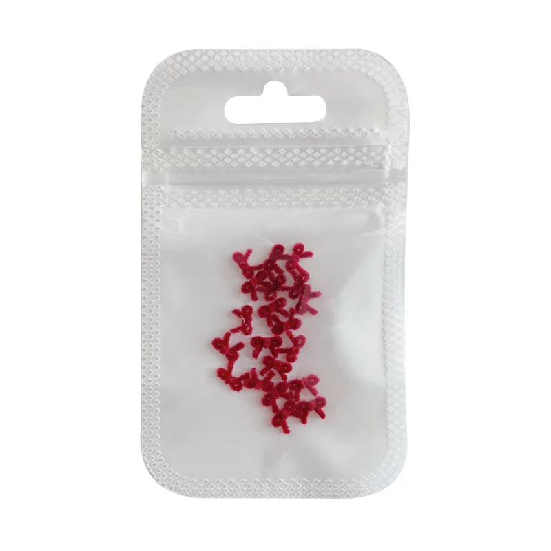 40PCS Wine Red Flocking 3D Nail Art Bow Tie Charms Furry Bowkont Accessories For Manicure Decor Fluffy Nails Decoration Supplies