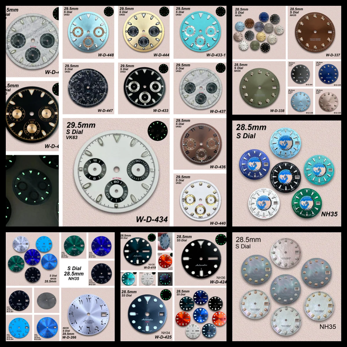 

28.5/29.5mm Panda/GMT S/S5 Logo Dial Suitable NH35/NH36/NH34/VK63 Movement Green/No Luminous Arab Watch Modification Accessories