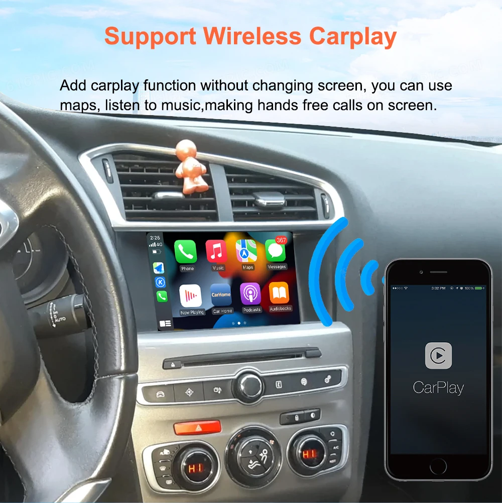 Bonroad Wireless Carplay Android Auto Interface For Peugeot Citroen SMEG MRN Picasso C4 C5 DS4 DS3 308 508 208 3008 Mirror Link – Detail 5
