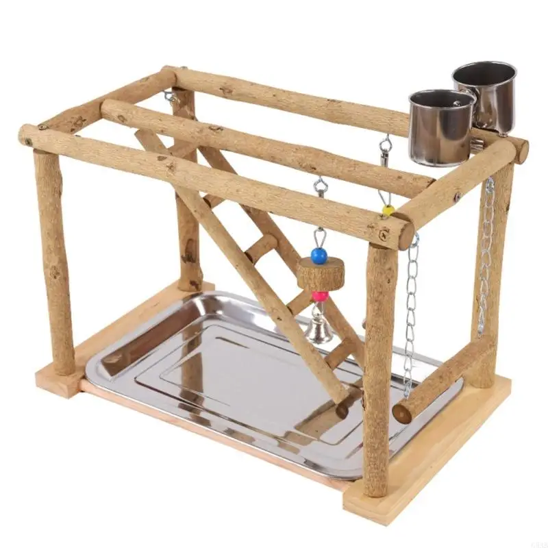 

G5AB Bird Climbing Perch Set Parrots Cage Toy Swing Gym Chewing Toy with Tray