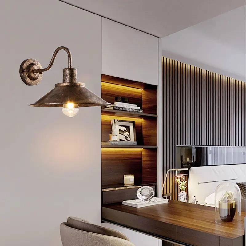 Loft Vintage Wall ไฟในร่มกลางแจ้งระเบียงโคมไฟห้องนั่งเล่นโทรทัศน์ Wall Sconce ทางเดินบันไดแสงห้องนอนไฟ