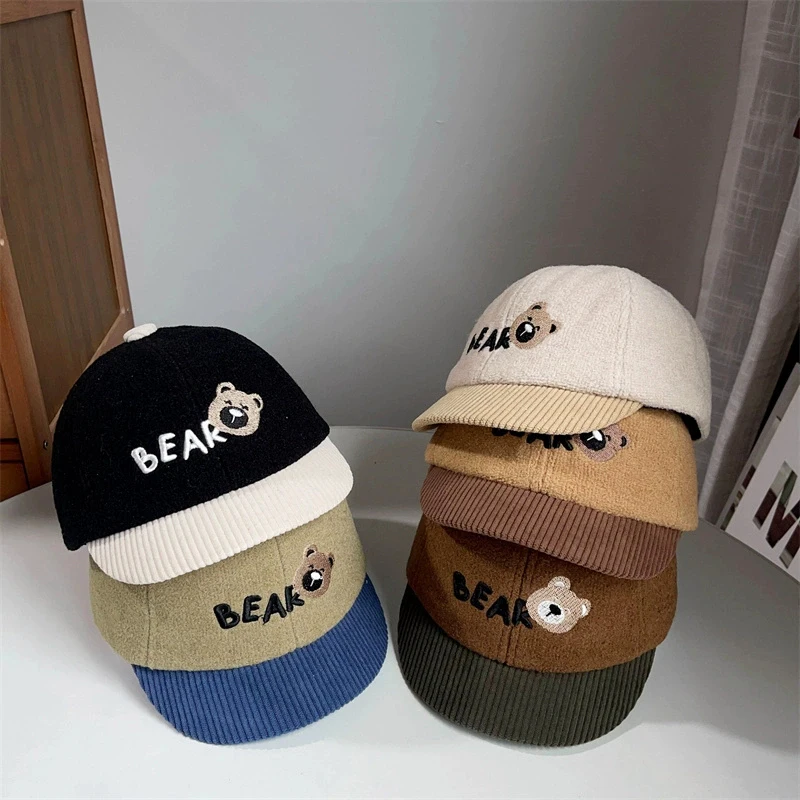 

Cartoon Bear Baby Baseball Caps Cute Color-Blocked Infant Sun Hat Spring Summer Baby Boy Girl Letter Print Adjustable Peaked Cap