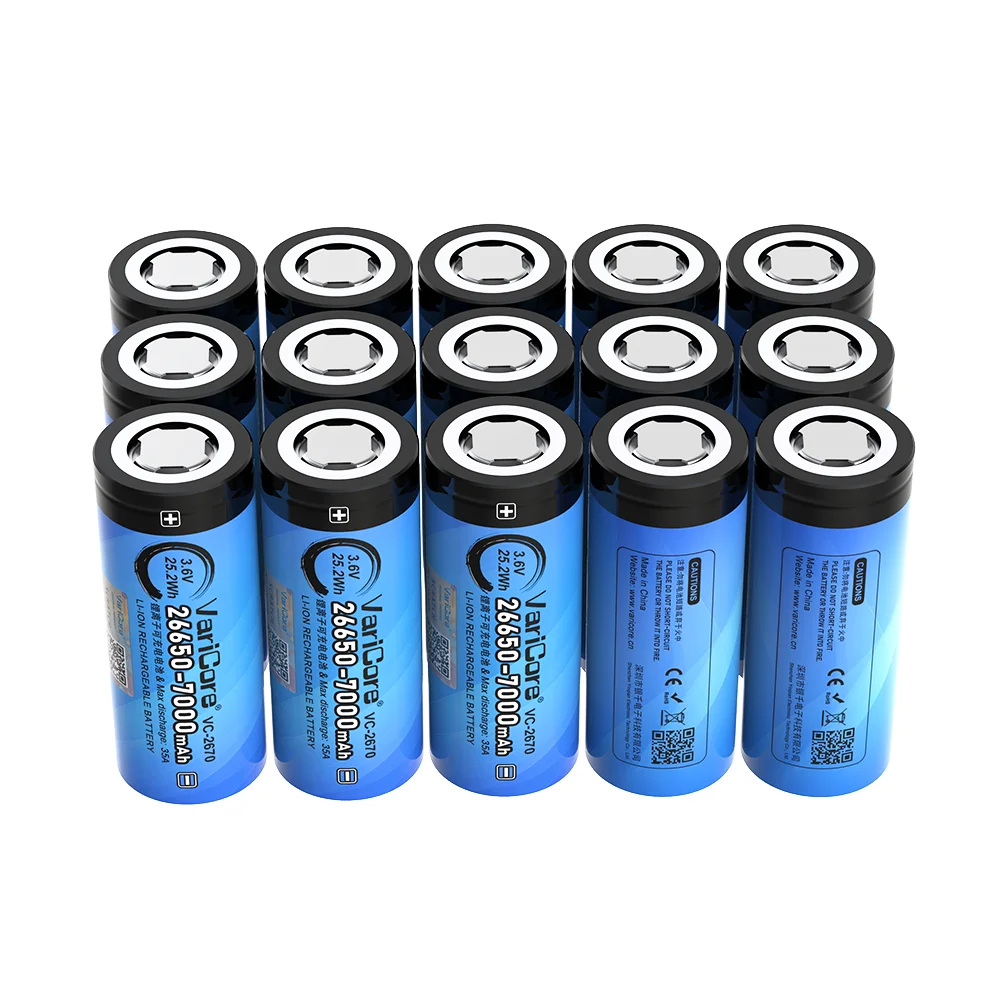 VariCore 26650 7000mAh 大容量 3.6V 35A 充電式リチウムイオン電池、Vaping Mod、懐中電灯、モバイル電源用