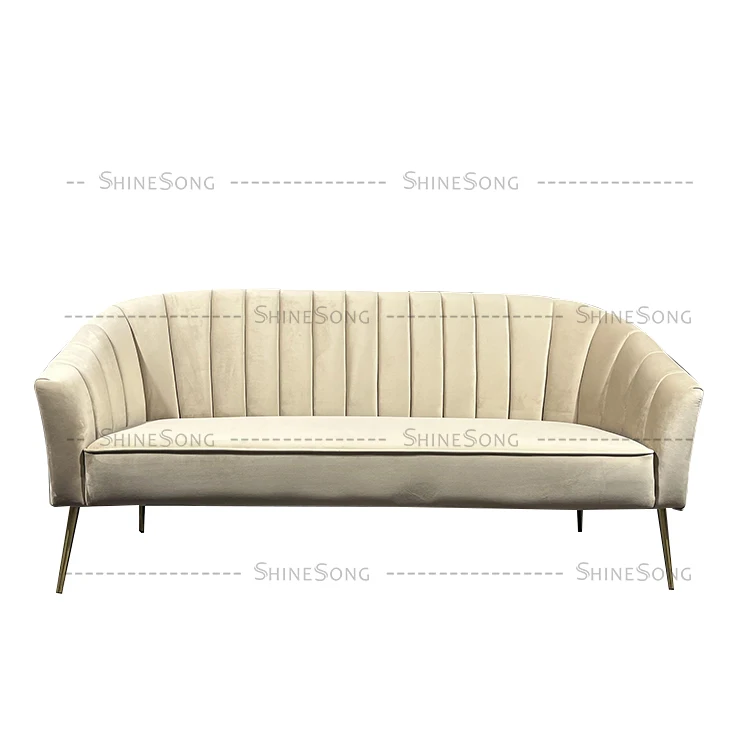 

High Quality Unique Style Simple Style Soft Cushion Living Room Furniture Velvet Sofa with Steel Foot