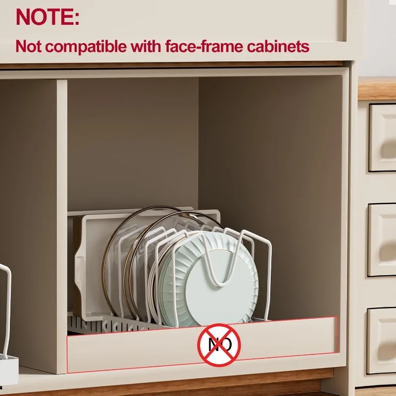 Pull-out Pots and Pans Organizer 2 Pack - Under Cabinet Pot Lid Holder for Kitchen - Bakeware & Dishes Storage Rack