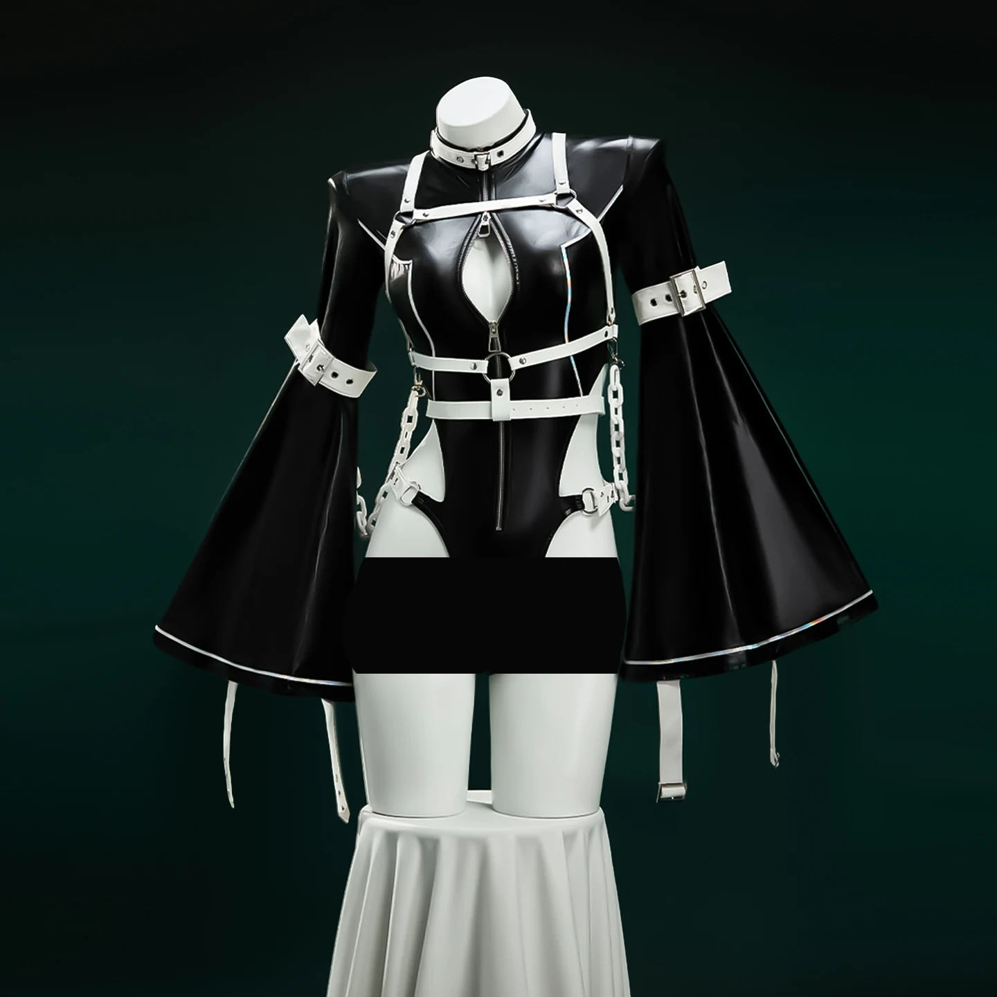 Battle PU Leather White Bla Cosplay Suit Constrains Suit One-Piece Jumpsuit Women's Faionable Anime Gng Costume