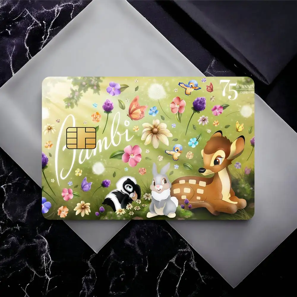 كارتون لطيف بامبي ملصق فيلم الجلد غطاء ملصقات بطاقة الائتمان 4 قطعة الخصم الجبهة الديكور البنك حافلة تمرير مقاوم للماء