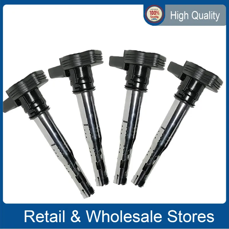 4Pcs 07K 905 715 F Ignition Coils Pack For VW Passat Jetta Golf Audi A3 A4 A5 A6 Q3 Quattro Q5 0221604115 UF575 07K905715F