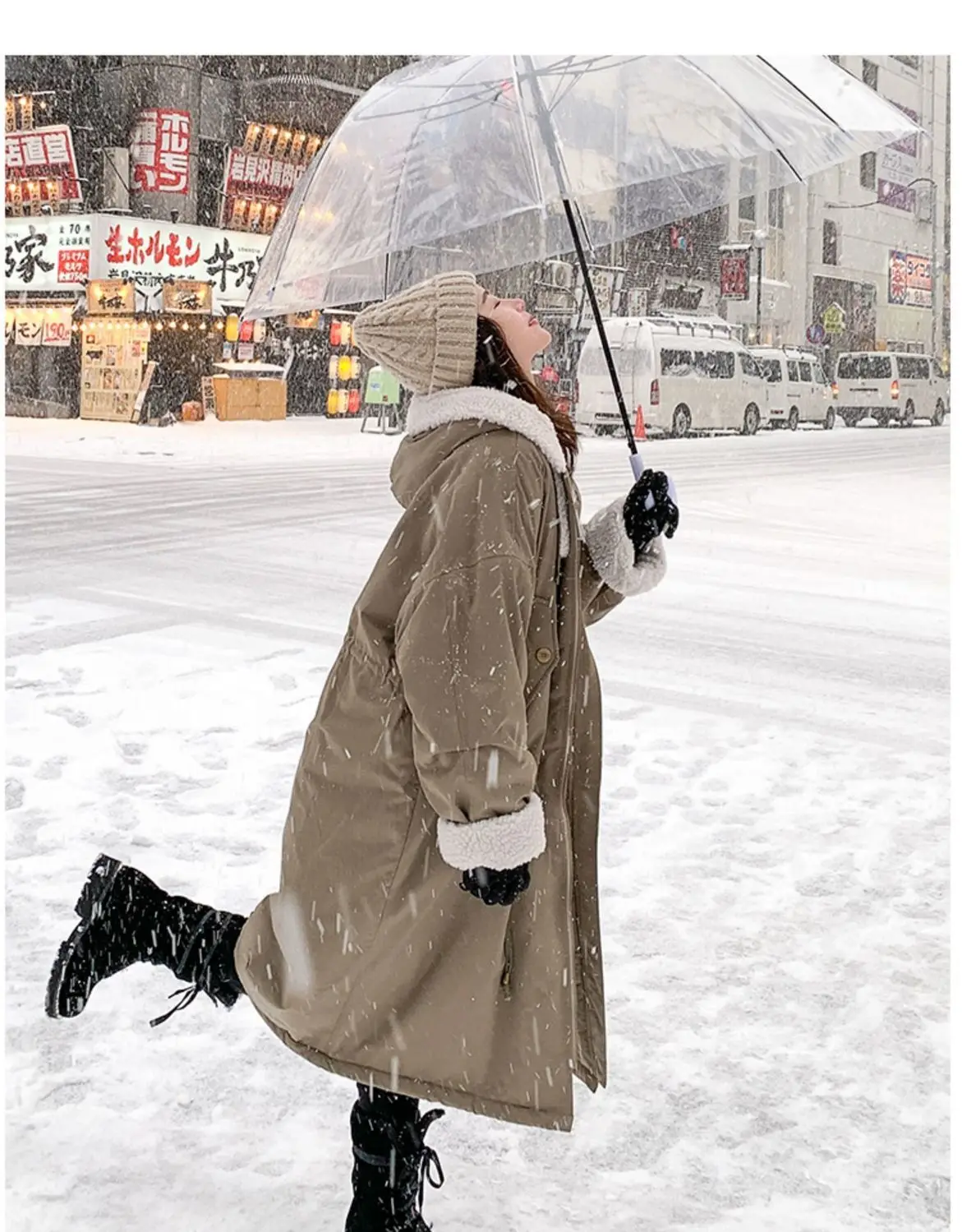 Lamb wool Cotton Jacket Women's Korea Loose 2026 New Winter Plus velvet Snow Parkas Warm Hooded Coat Casual Female Long Overcoat