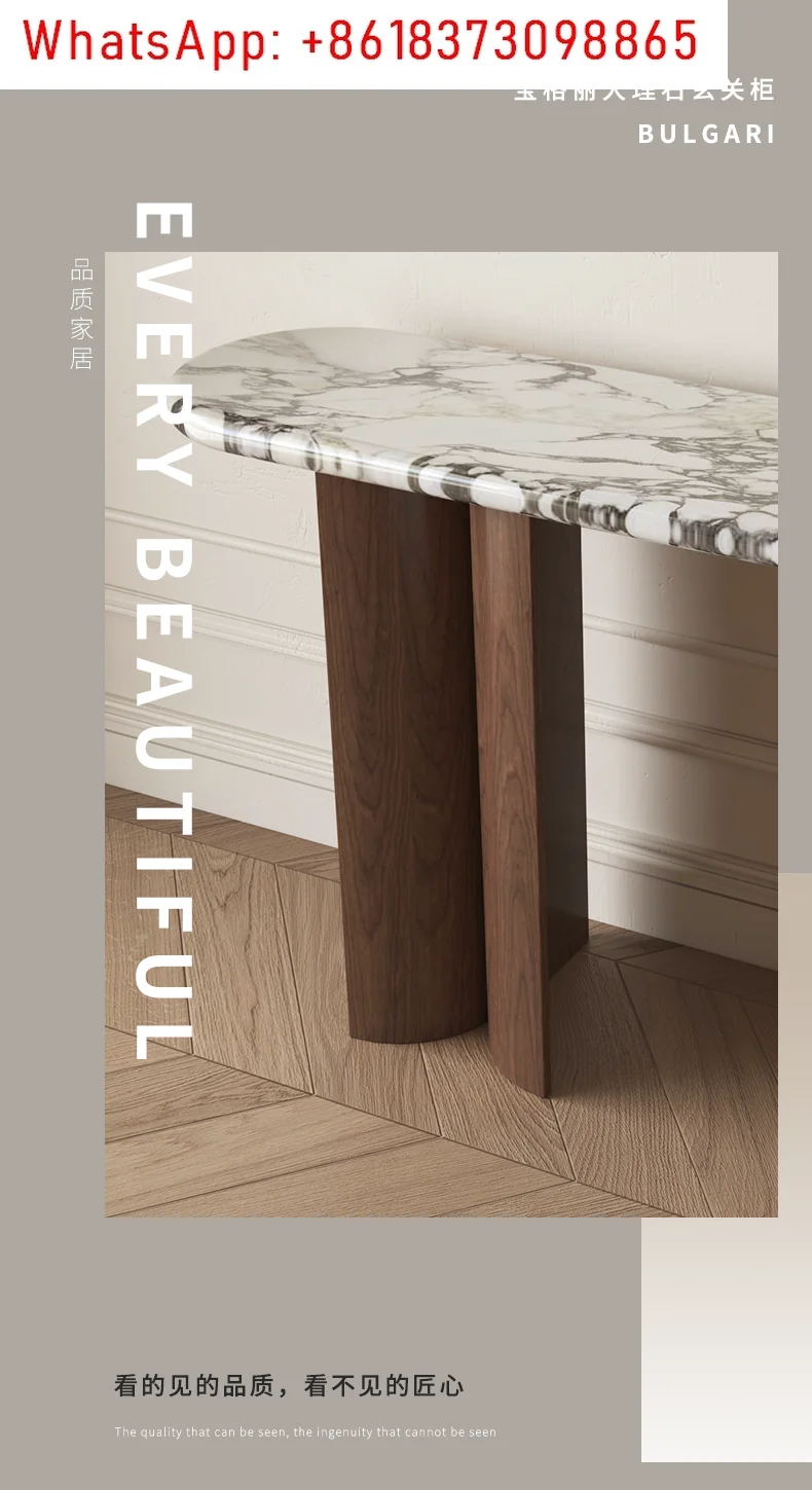 

French marble entrance cabinet, front door, key storage, partition ornament, shelf, small apartment