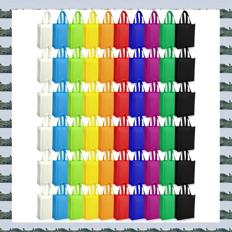 

ABQR 50 Pack Reusable Bags With Handles Foldable Grocery Tote Adults Kids Goodie Bags